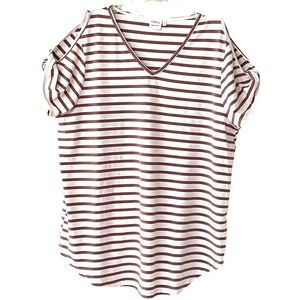 Simple Suzanne Betro Striped Cold Shoulder Top Size Small